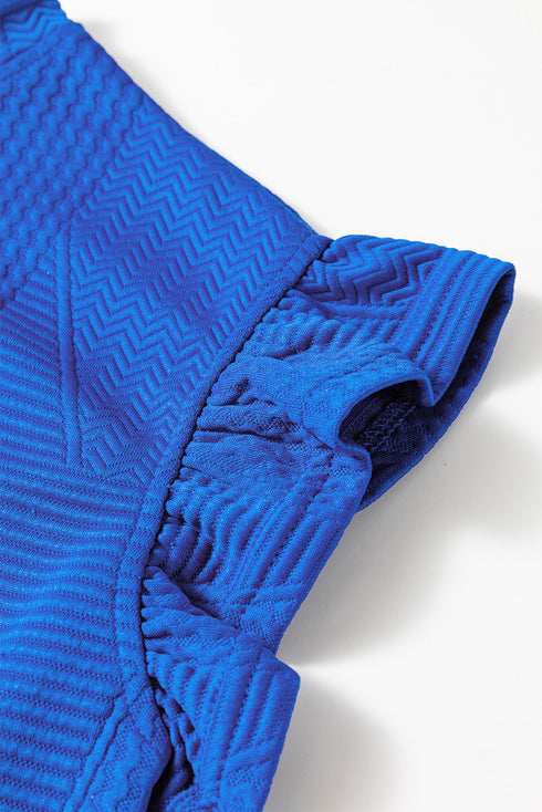 Ruffled Sleeve Summer Top and Cropped Loose Pants Set